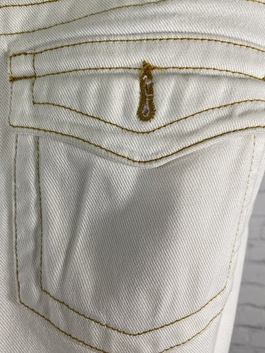 Kikit Jeans White Gold Thread Cotton Boot Cut Straight Leg Baggy Denim Jeans 8