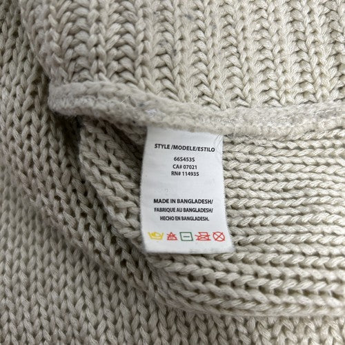RD Style Knitted Pullover Sweater Ivory Black Long Sleeve Acrylic/Cotton Women S