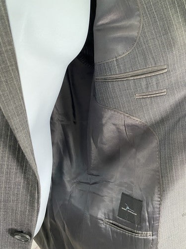 Marc Anthony Dark Gray Wool Pinstripe 2 Button Blazer Jacket 44L *Small Tear