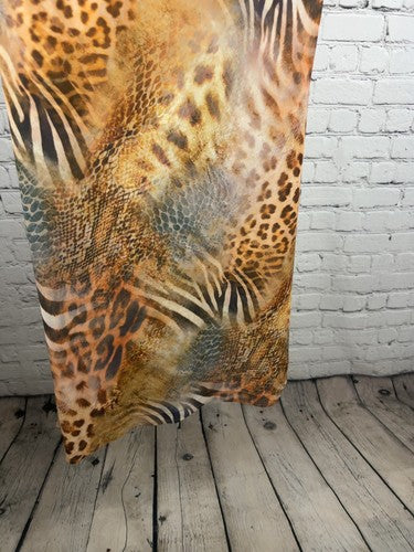 NWT White Fox Safari Chaos Animal Print Tie Straps Side Slit Midi Dress M