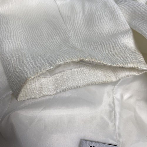 Sharagano Suits White Shift Dress Long Jacket 2 Piece Set Embroidered Beaded 12