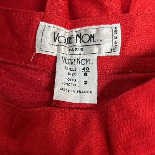 VTG Votre Nom Red Tapered High Rise Trousers Pants France Size 8 (27x24.5)