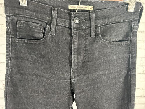 Levis 720 High Rise Super Skinny Black Stretch Denim Jeans Women’s 27 (27 x 27)