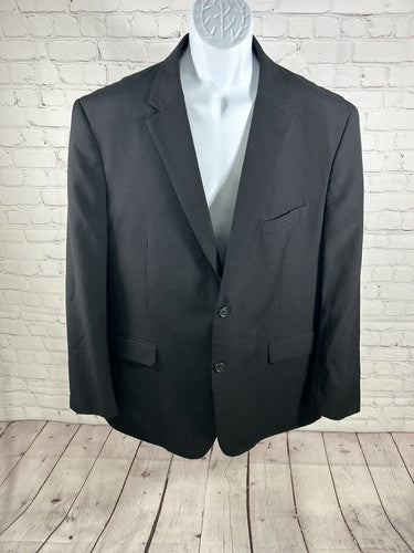 Pronto Uomo Solid Black Wool Blend Two Button Blazer Jacket Men’s 48R
