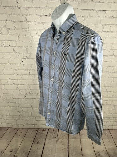 Tailored Originals Blue Plaid Long Sleeve Button Up Men’s Dress Shirt Size S