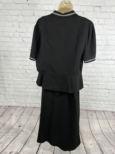 Miss Dorby Black Two Piece Outfit Set Long Skirt Button Up Top Women’s 18
