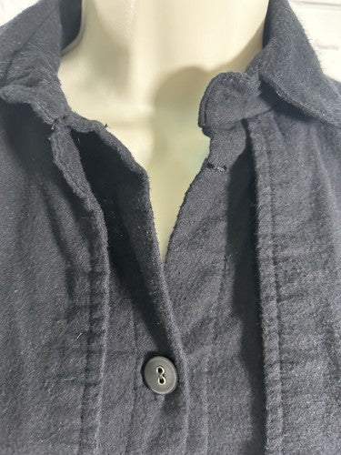VTG Opening Ceremony Black Flannel Button Belted Light Long Jacket Women’s S