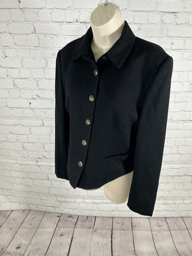 VTG Jones New York Black 100% Wool Single Breasted Cropped Blazer Women’s 6