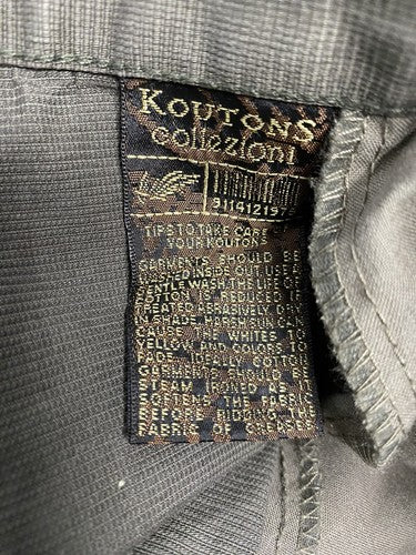 Koutons Collezioni Green Brown Flat Front Casual Straight Leg Dress Pants 36x26