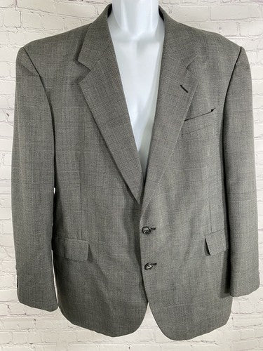 Kilburne and Finch Fine Clothiers Black Gray Plaid 2 Button Blazer Jacket 44R