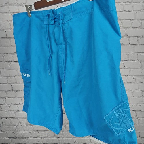 Body Glove Blue Lace Up Cargo Pocket Board Shorts Unlined Swim Trunks 36
