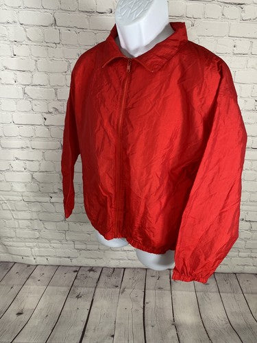 VTG Body Wrappers Red Full Zip Lightweight Nylon Wind Breaker Dance Jacket S