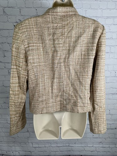 VTG Soiree Multicolored 100% Handwoven Silk 4 Button Blazer Jacket Womens M