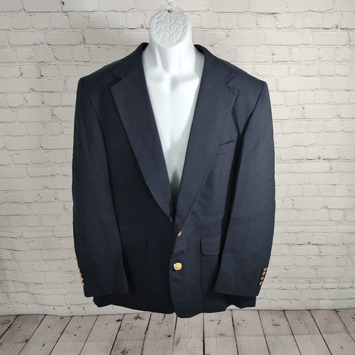 Trophy Club Dark Blue Two Button Single Breasted Men's Sports Coat Size 46R