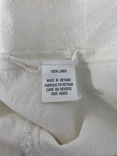 VTG Gia & Co Ivory 100% Linen Collared 3 Oyster Button Up Top Shirt Women’s 0
