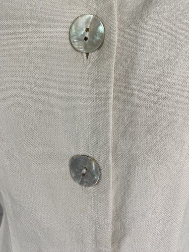 VTG Gia & Co Ivory 100% Linen Collared 3 Oyster Button Up Top Shirt Women’s 0