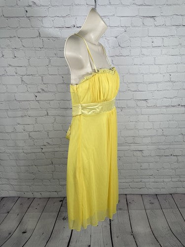 VTG B.Darlin Yellow Pleated Front Spaghetti Strap Lined Sun Dress Dress Size 3/4