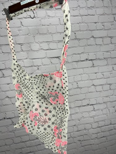 Free People Floral Boho Crossbody Tote Bag Muslin Beige Pink S