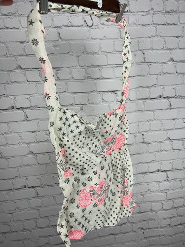 Free People Floral Boho Crossbody Tote Bag Muslin Beige Pink S