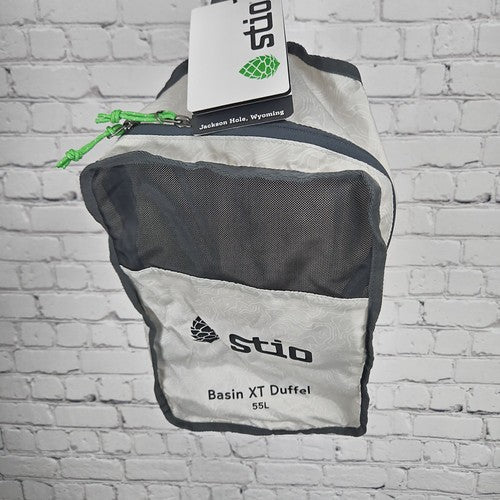 NWD Stio Basin XT Duffel 55L White Gray Topo Print Travel Gym Bag OS