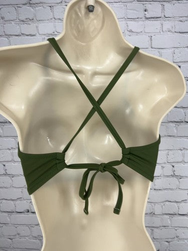 Shade & Shore Olive Green Ruched Underwire Cutout Bikini Swim Top 34D