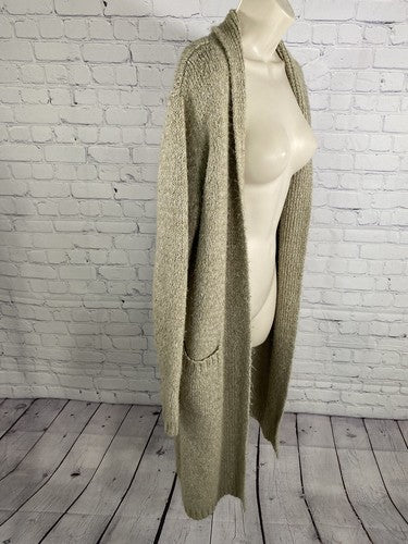 KLD Brown Long Sleeve Open Front Cable Knit Sweater Cardigan With Pockets M