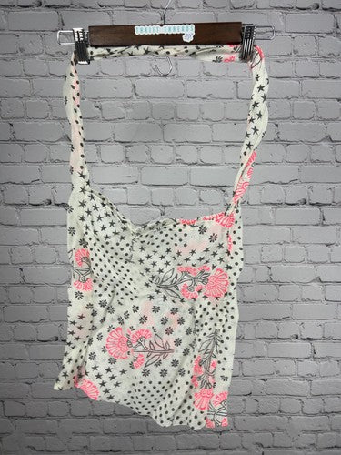 Free People Floral Boho Crossbody Tote Bag Muslin Beige Pink S