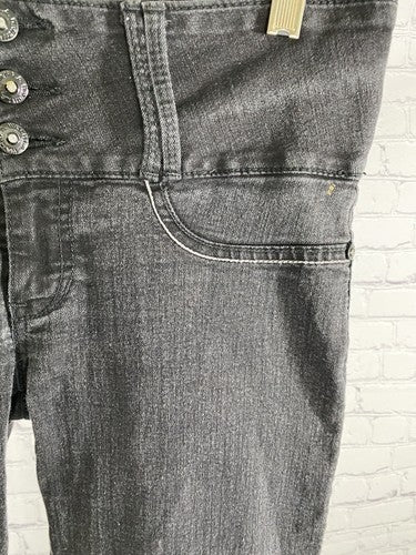 WATCH LA JEANS Black Mid Rise Black 3 Button Stretch Skinny Womens 9