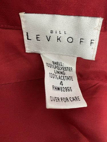Bill Levkoff Red Pleated Front Sleeveless Midi Length Sheath Dress 4