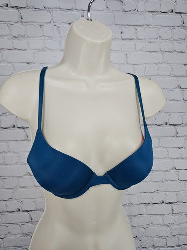 Victoria's Secret PINK Teal Blue Wear Everywhere Push Up Underwire Bra 32B