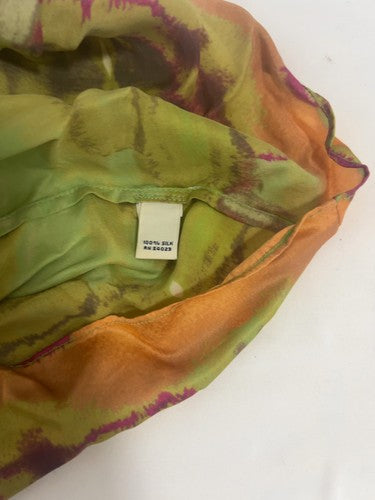 Banana Republic Green Tie Dye 100% Silk V Neck Spaghetti Strap Cami Top S