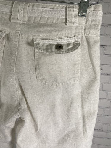 IXOS Tan Linen Drawstring Waist Straight Leg Pants Pockets Italy Small (26x29)