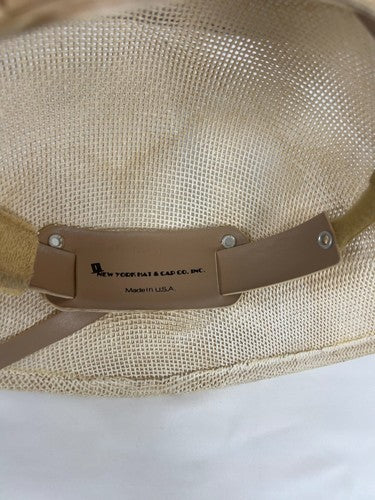 VTG New York Hat & Cap Co Natural Straw Safari Pith Helmet Sun Hat One Size