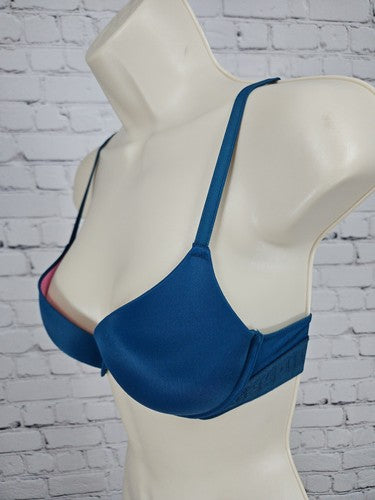 Victoria's Secret PINK Teal Blue Wear Everywhere Push Up Underwire Bra 32B