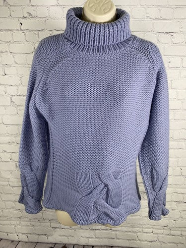 Laetitia Anthropologie Purple Acrylic Wool Chunky Knit Turtle Neck Sweater Small