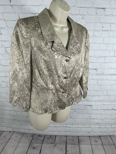 Jones New York Metallic Rose Gold Rhinestone Button Blazer Jacket Women’s 10