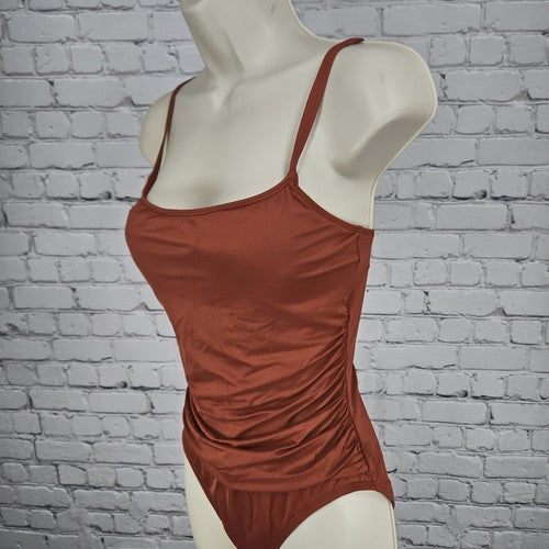 La Blanca Rust Brown Ruched Square Neck One Piece Swimsuit Bathing Suit 8