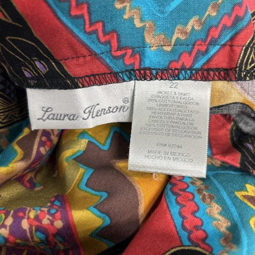VTG Laura Henson Colorful Geometric Aztec Tribal Side Zip Pants 22 (37 x 24)