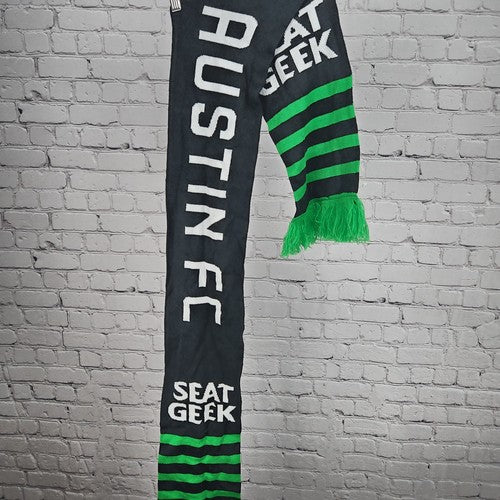 Austin FC Black Green Striped SeatGeek Fringe Knit Soccer Scarf MLS One Size