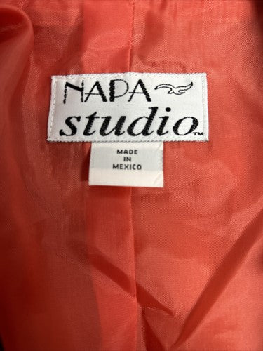 Napa Studio Coral Bitch Lapel Two Button Lined Suit Jacket Blazer Women’s 12