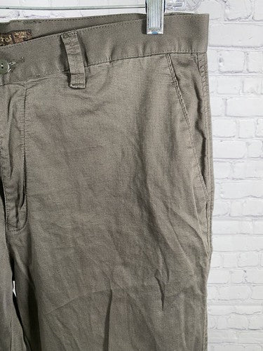 Koutons Collezioni Green Brown Flat Front Casual Straight Leg Dress Pants 36x26
