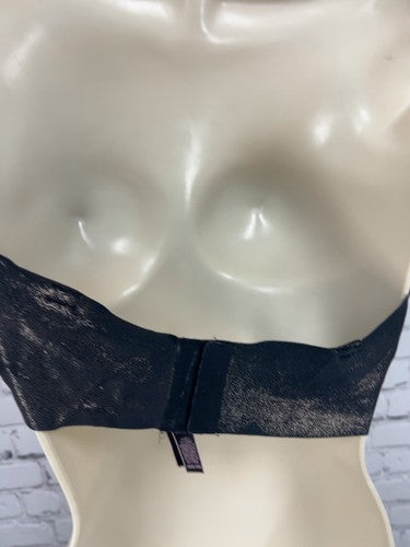 Victoria's Secret Black Rose Gold Shimmer Strapless Underwire Bra 38DD