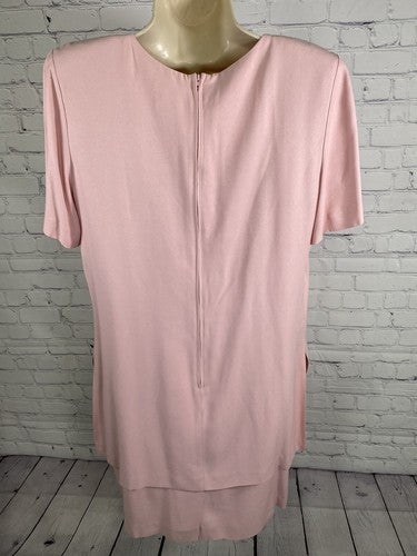 VTG Positive Attitude Layered Shoulder Pad Button Front Short Sleeve Dress 14