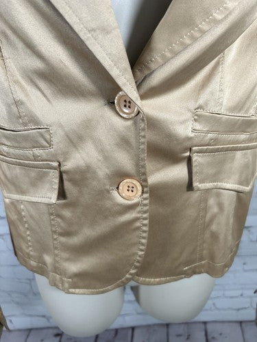 VTG Vanity Gold Tan Two Button Blazer Jacket Suit Jacket Italy Women’s Size XS