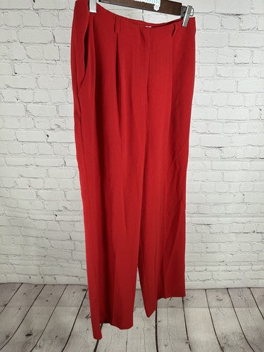 VTG Jones Wear Red Pleated High Rise Wide Leg Trousers Dress Pants 4 (27x28)