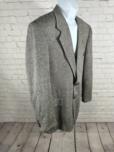 VTG Bert Pulitzer 100% Silk Black White Zig Zag Men’s 2 Button Blazer Jacket 41R
