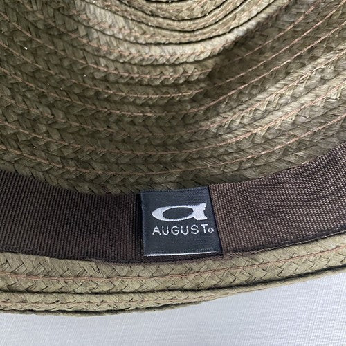 August 100% Paper Beaded Brown/ Green Narrow Brim Hat One Size