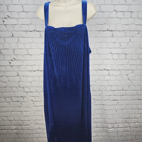 VTG Options by Delta Burke Royal Blue Velvet Rhinestone Sleeveless Dress 24