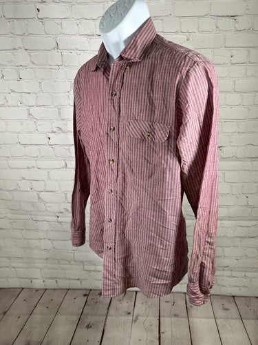 VTG Levi’s Brick Red White Striped Lightweight Long Sleeve Button Up Shirt M