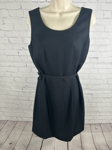 Amanda Smith Solid Black Sleeveless Belted Women’s Knee Length Sheath Dress 6